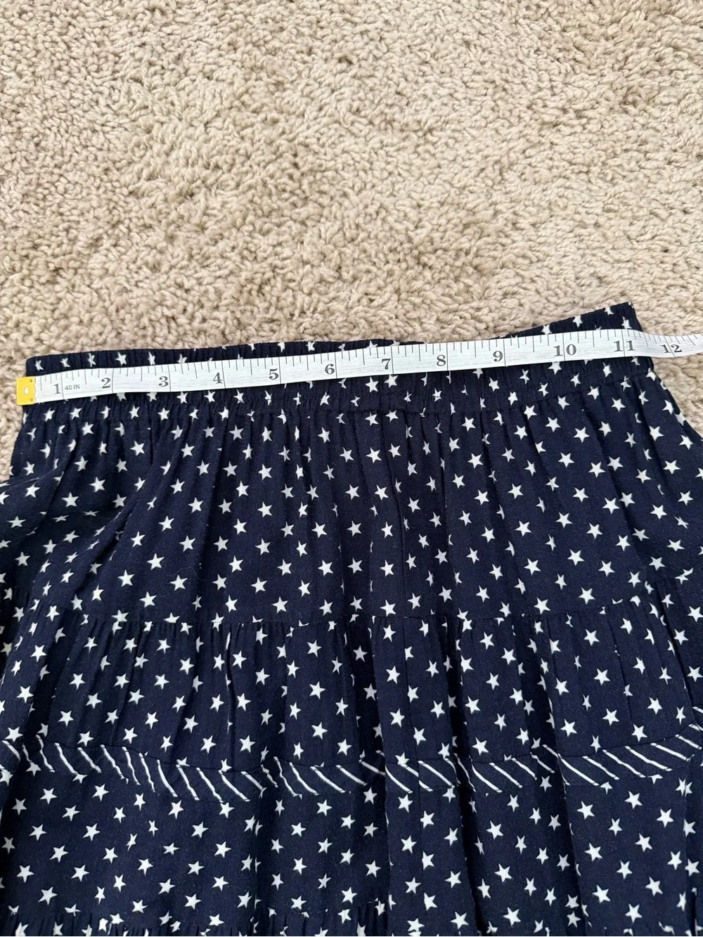 Carole Little Vintage Navy Star Print Tiered Maxi Skirt